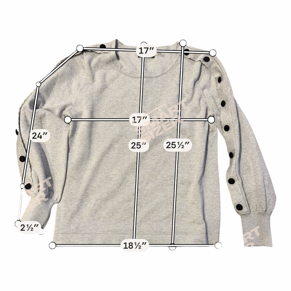 Karl Lagerfeld Metallic Balloon Sleeve Sweater Medium | Shimmer Knit A28 - Picture 6 of 6